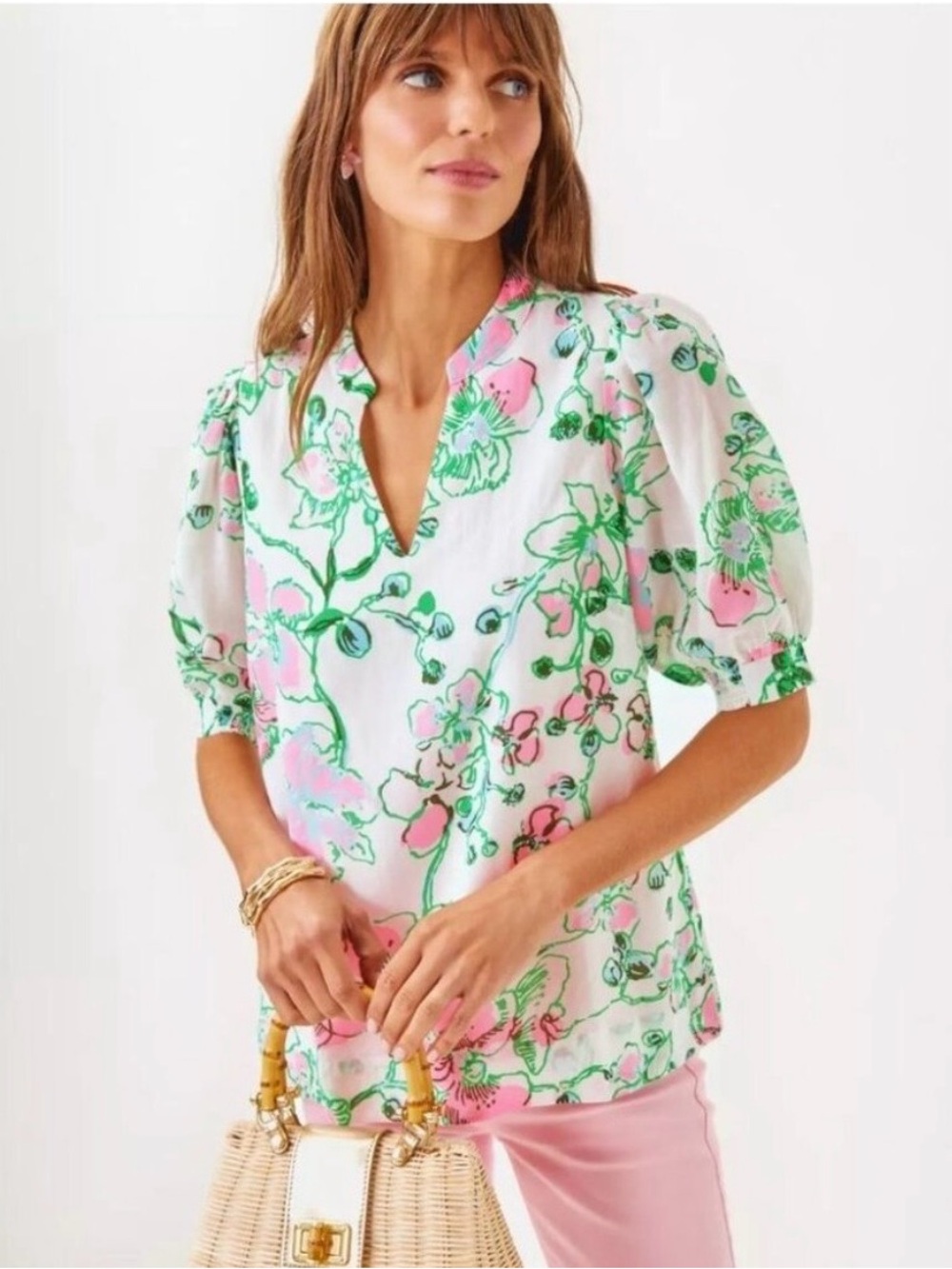 Lilly Pulitzer | size small Brinelle Multi Oversized Orchids on the Avenue top